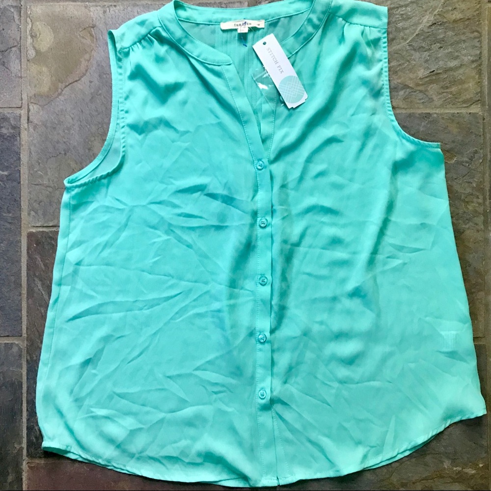 teal blue blouse // stitch fix // m